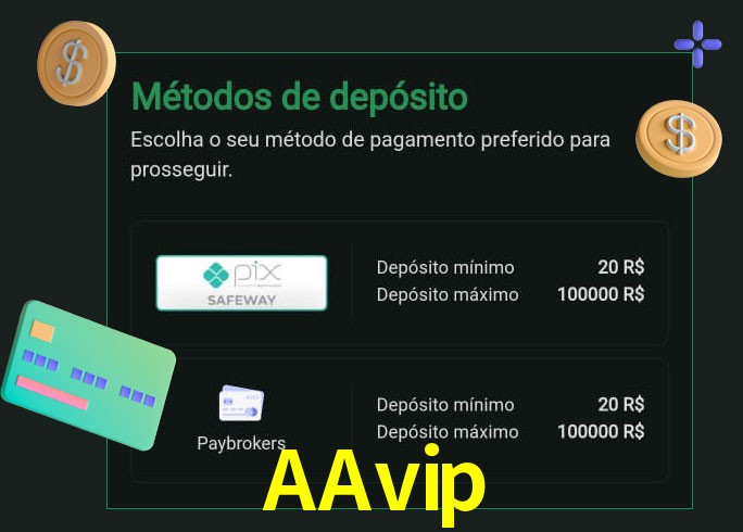 O cassino AAvip oferece uma grande variedade de métodos de pagamento